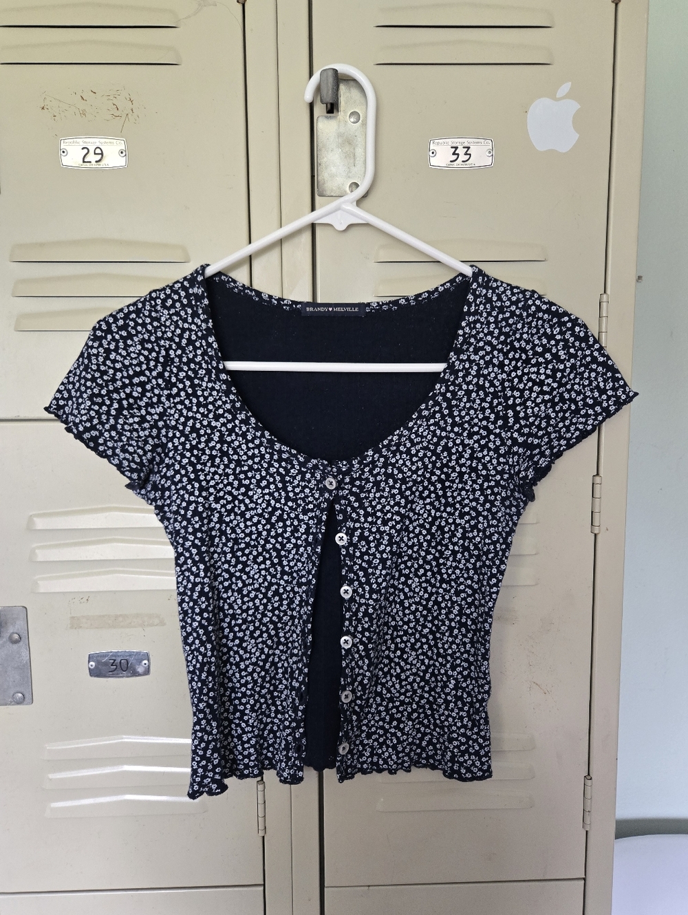 Brandy Melville Blue Floral Button-Front Top